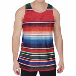 Vintage Mexican Serape Pattern Print Men's Velvet Tank Top