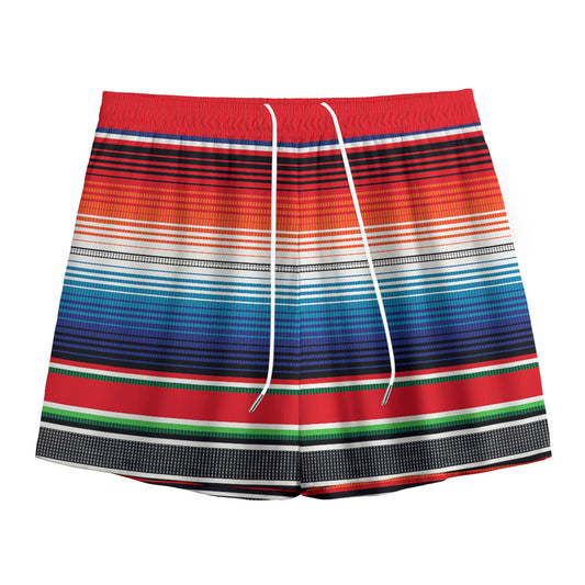 Vintage Mexican Serape Pattern Print Mesh Shorts