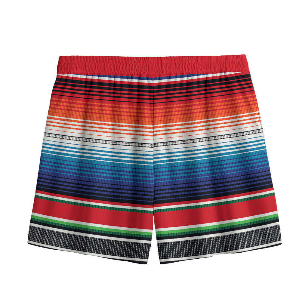 Vintage Mexican Serape Pattern Print Mesh Shorts
