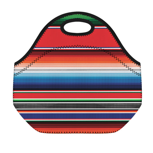 Vintage Mexican Serape Pattern Print Neoprene Lunch Bag