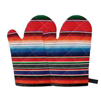 Vintage Mexican Serape Pattern Print Oven Mitts
