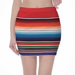 Vintage Mexican Serape Pattern Print Pencil Mini Skirt