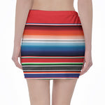 Vintage Mexican Serape Pattern Print Pencil Mini Skirt