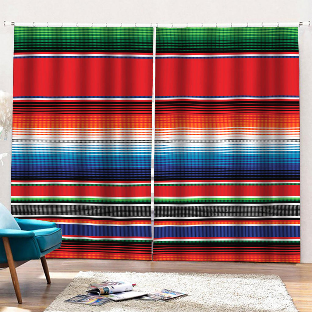Vintage Mexican Serape Pattern Print Pencil Pleat Curtains