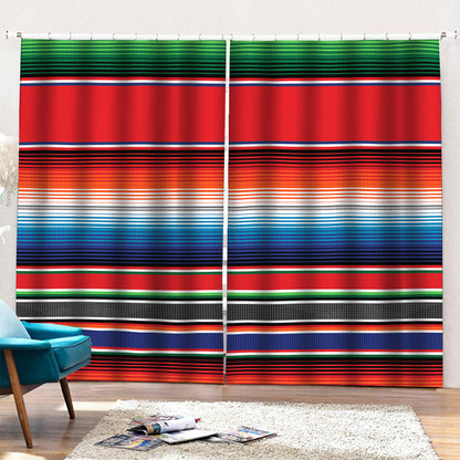 Vintage Mexican Serape Pattern Print Pencil Pleat Curtains
