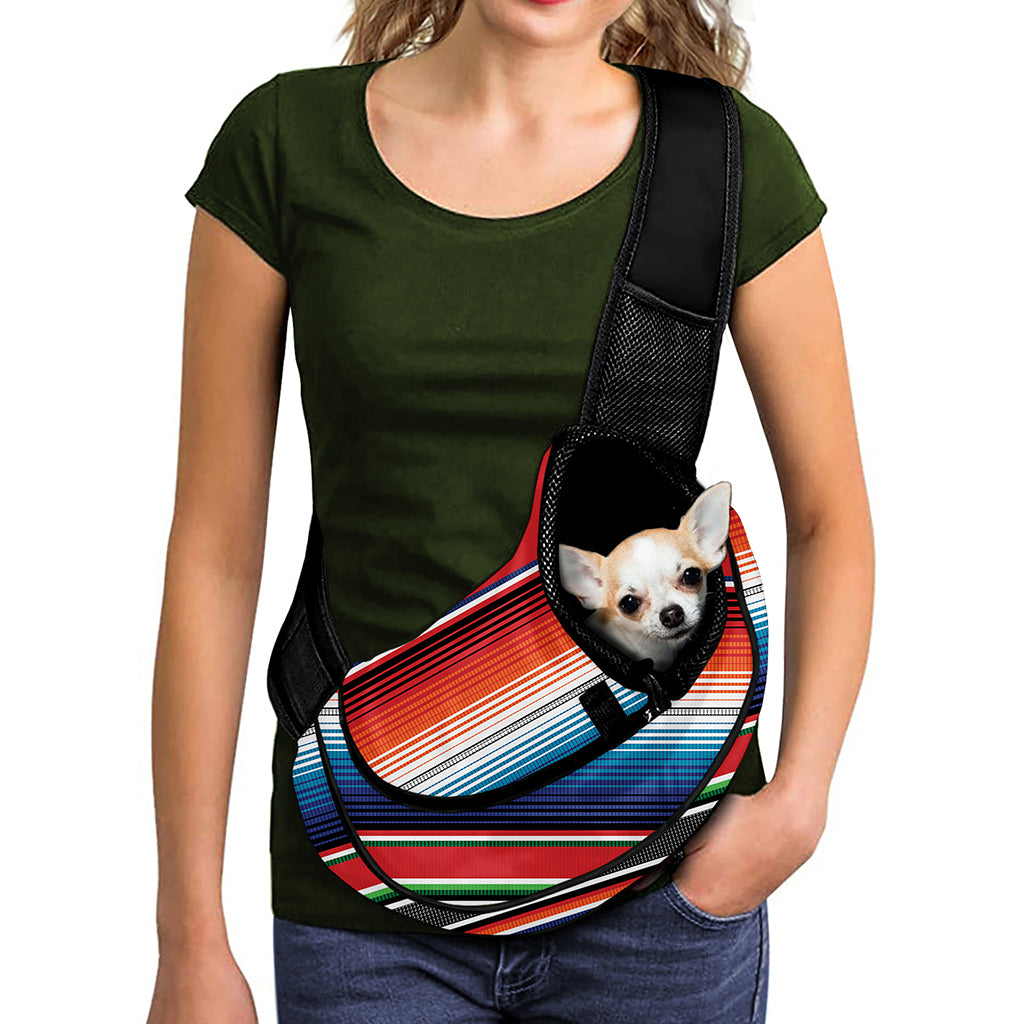 Vintage Mexican Serape Pattern Print Pet Sling Carrier