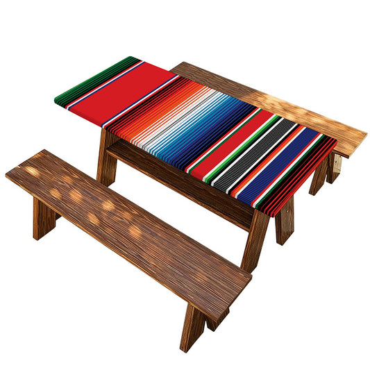 Vintage Mexican Serape Pattern Print Picnic Table Cover