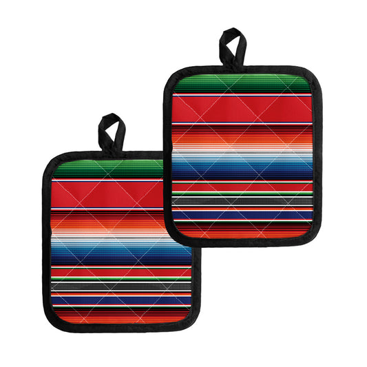 Vintage Mexican Serape Pattern Print Pot Holders