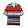 Vintage Mexican Serape Pattern Print Rayon Hawaiian Shirt