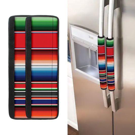 Vintage Mexican Serape Pattern Print Refrigerator Handle Covers