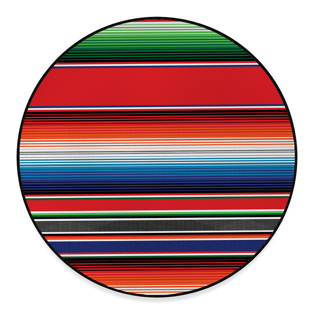 Vintage Mexican Serape Pattern Print Round Floor Mat
