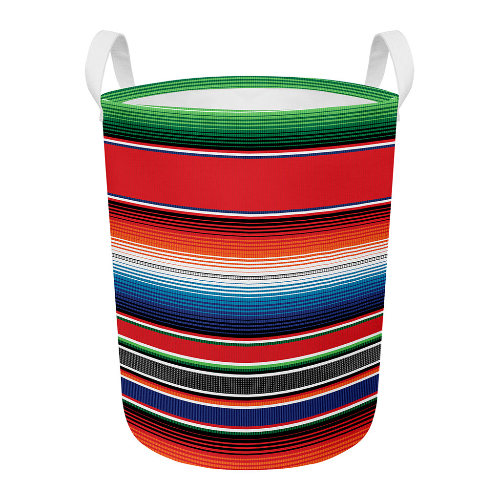 Vintage Mexican Serape Pattern Print Round Laundry Basket