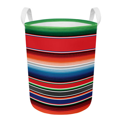 Vintage Mexican Serape Pattern Print Round Laundry Basket