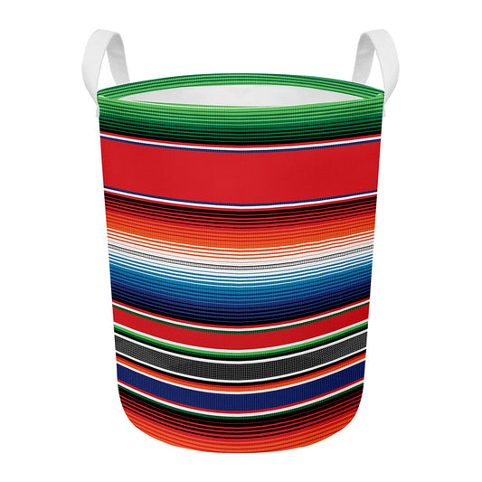 Vintage Mexican Serape Pattern Print Round Laundry Basket