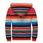 Vintage Mexican Serape Pattern Print Sherpa Lined Zip Up Hoodie