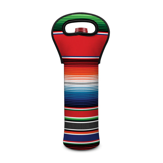 Vintage Mexican Serape Pattern Print Single Neoprene Wine Tote
