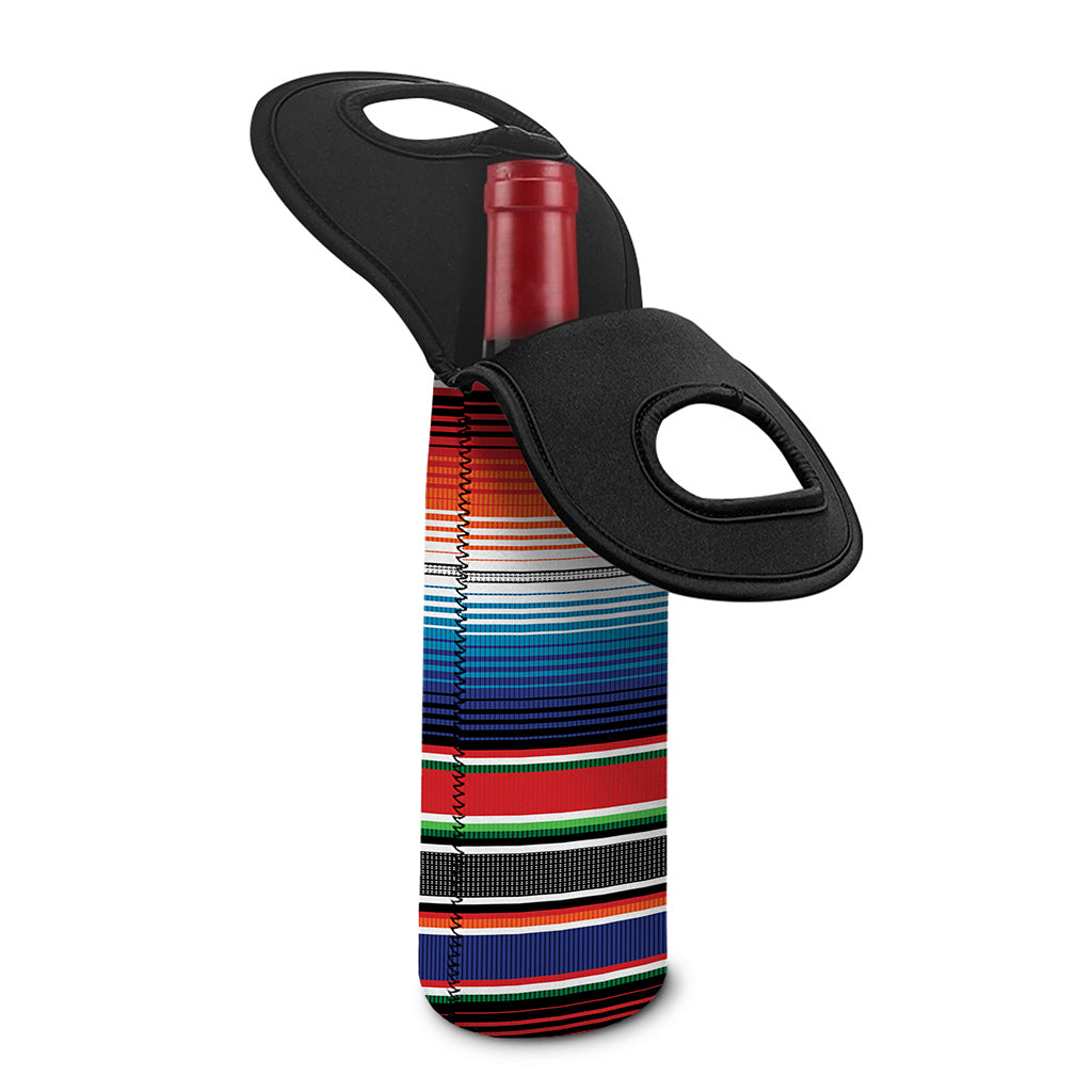 Vintage Mexican Serape Pattern Print Single Neoprene Wine Tote