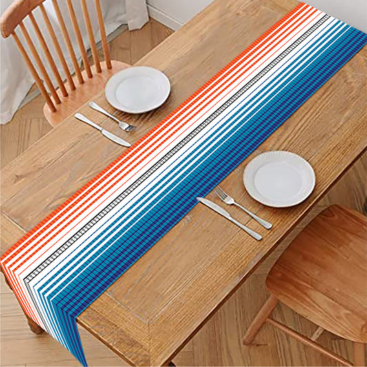 Vintage Mexican Serape Pattern Print Table Runner