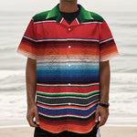 Vintage Mexican Serape Pattern Print Textured Short Sleeve Shirt