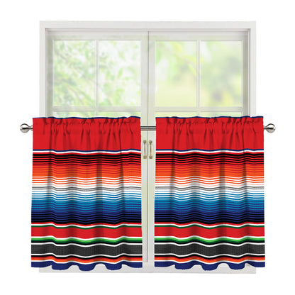 Vintage Mexican Serape Pattern Print Tier Curtains
