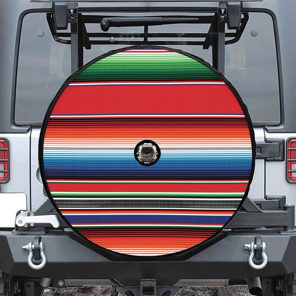 Vintage Mexican Serape Pattern Print Tire Cover With Camera Hole