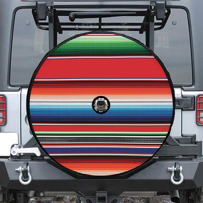 Vintage Mexican Serape Pattern Print Tire Cover With Camera Hole