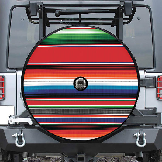 Vintage Mexican Serape Pattern Print Tire Cover With Camera Hole