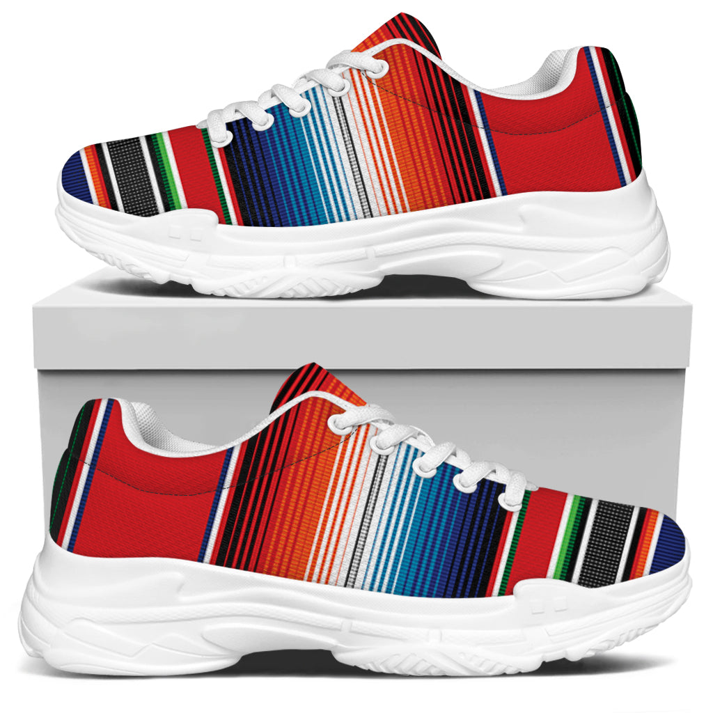 Vintage Mexican Serape Pattern Print White Chunky Shoes