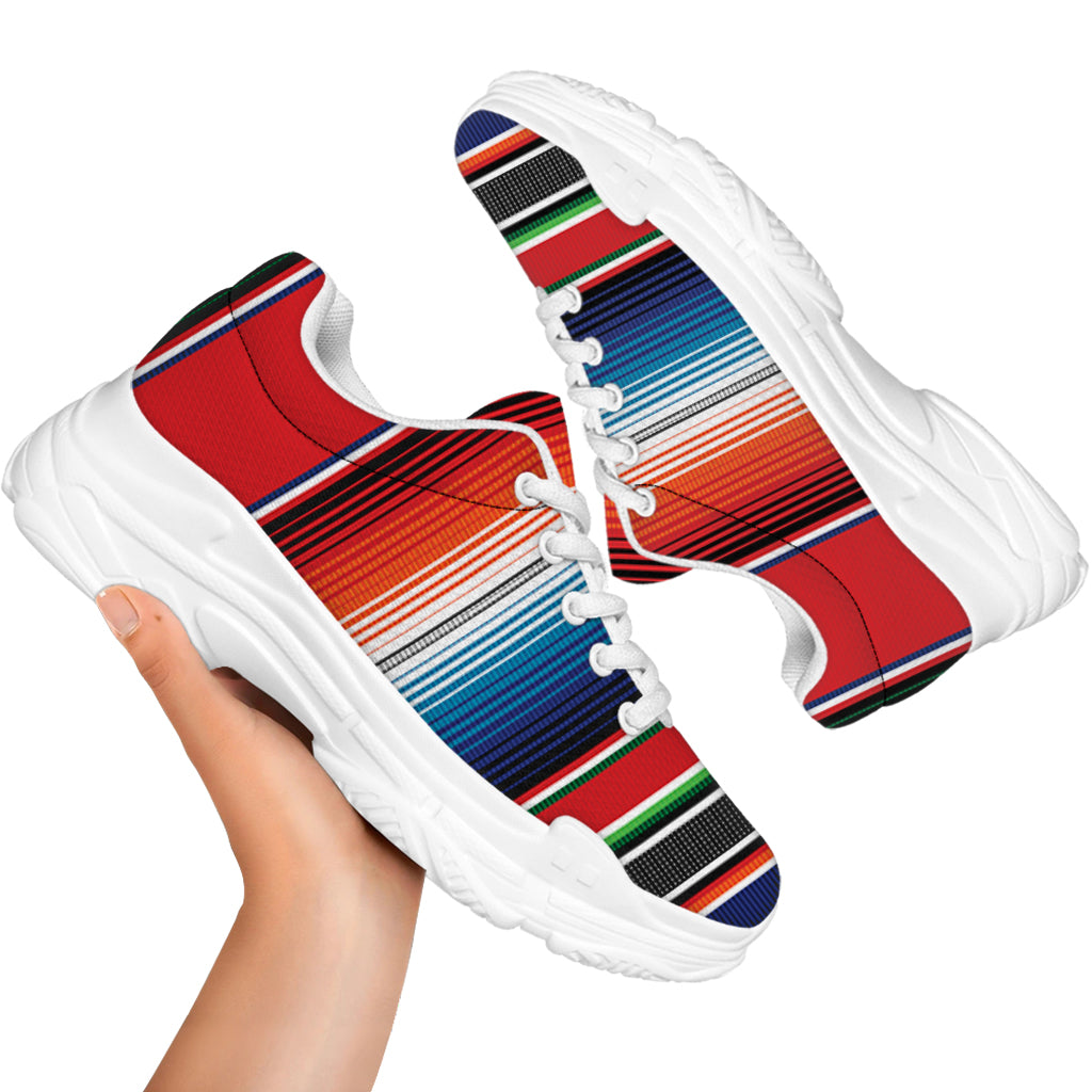 Vintage Mexican Serape Pattern Print White Chunky Shoes