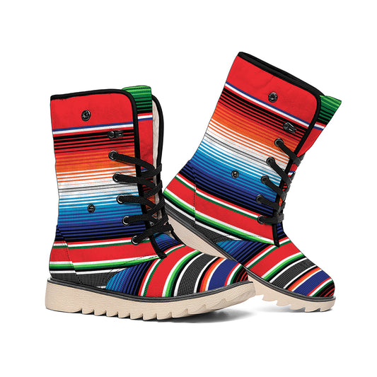 Vintage Mexican Serape Pattern Print Winter Boots