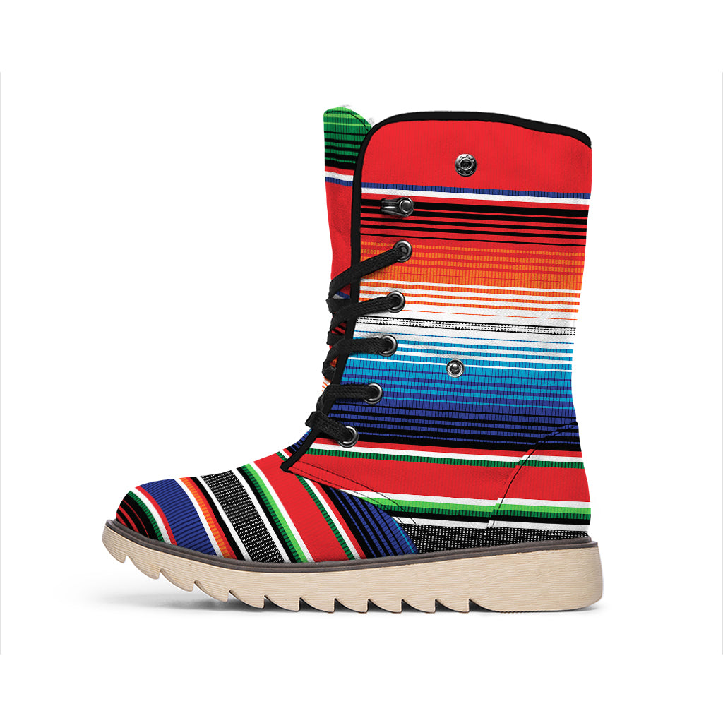 Vintage Mexican Serape Pattern Print Winter Boots
