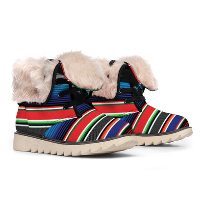 Vintage Mexican Serape Pattern Print Winter Boots