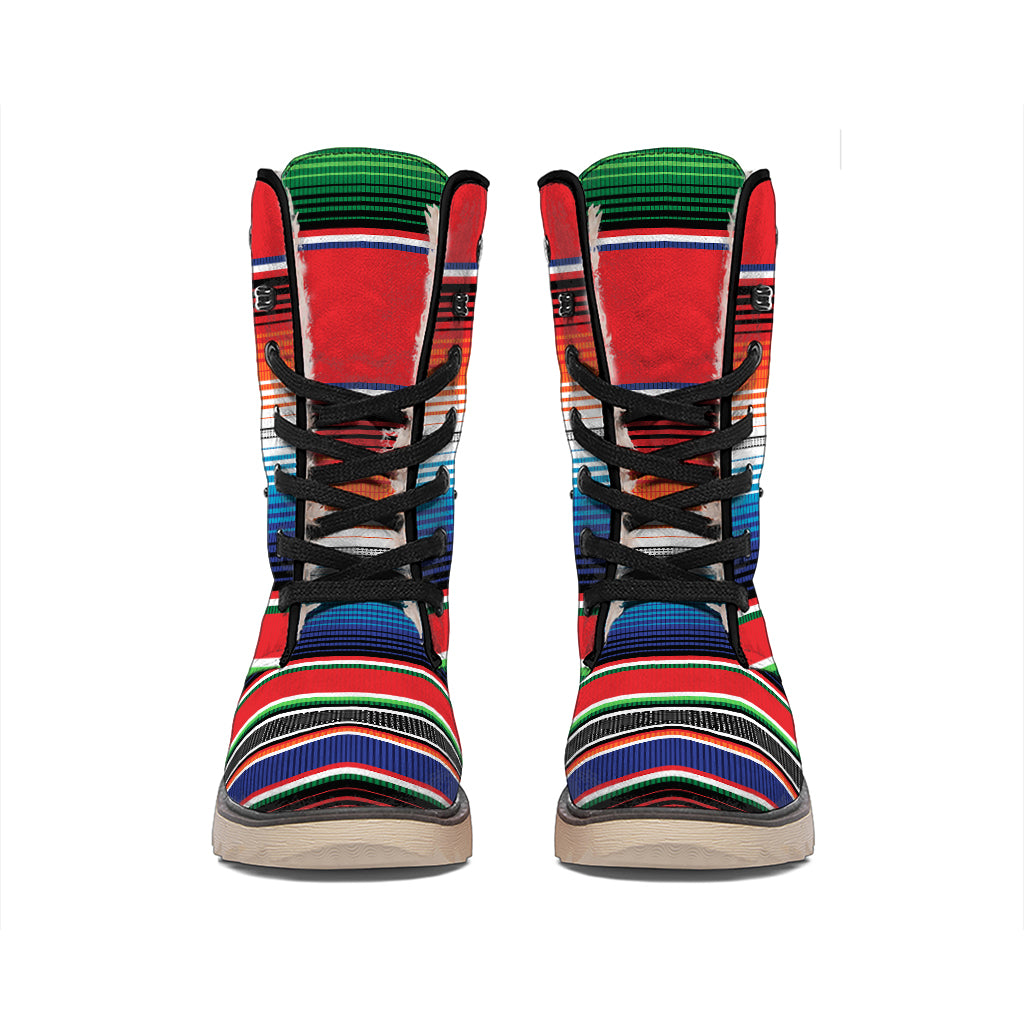 Vintage Mexican Serape Pattern Print Winter Boots