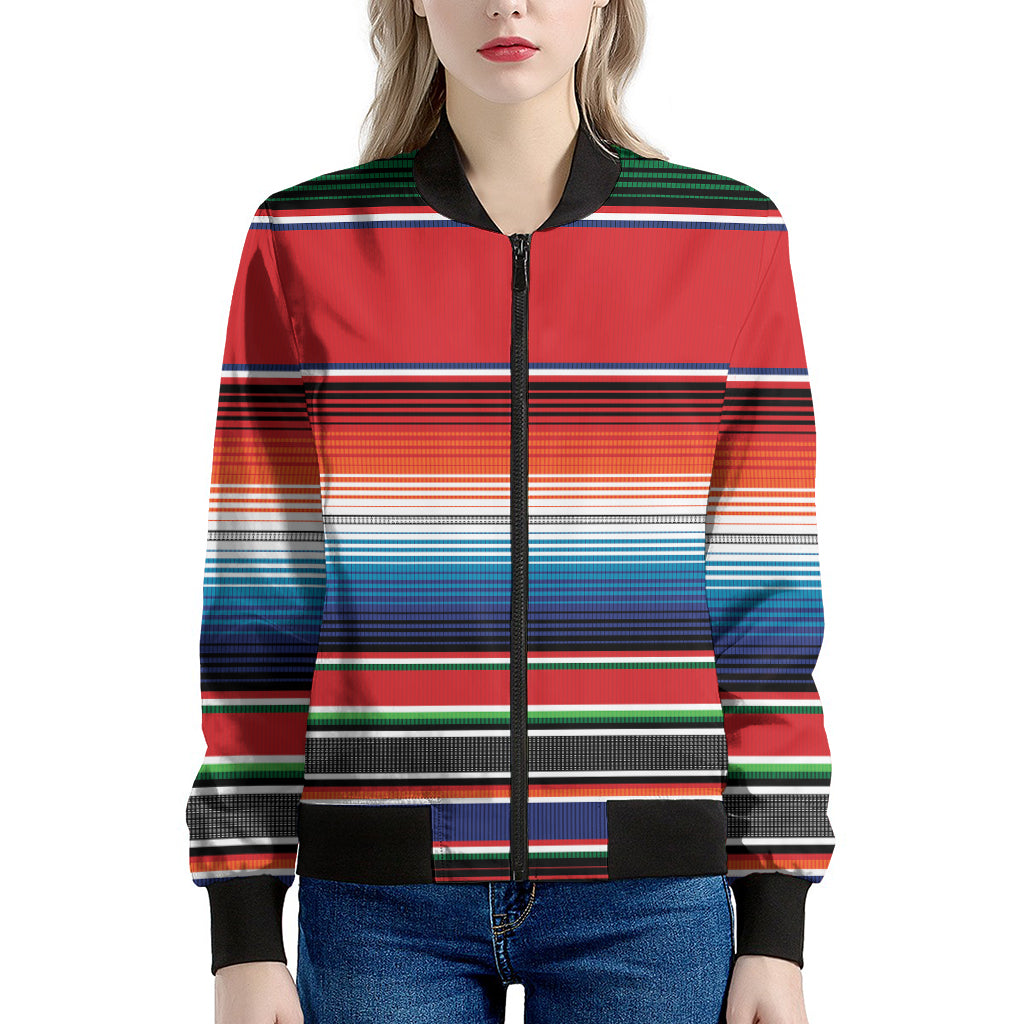 Vintage Mexican Serape Pattern Print Women's Bomber Jacket