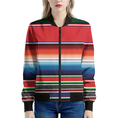 Vintage Mexican Serape Pattern Print Women's Bomber Jacket