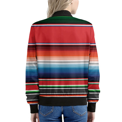 Vintage Mexican Serape Pattern Print Women's Bomber Jacket