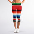 Vintage Mexican Serape Pattern Print Women's Capri Leggings