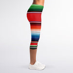 Vintage Mexican Serape Pattern Print Women's Capri Leggings