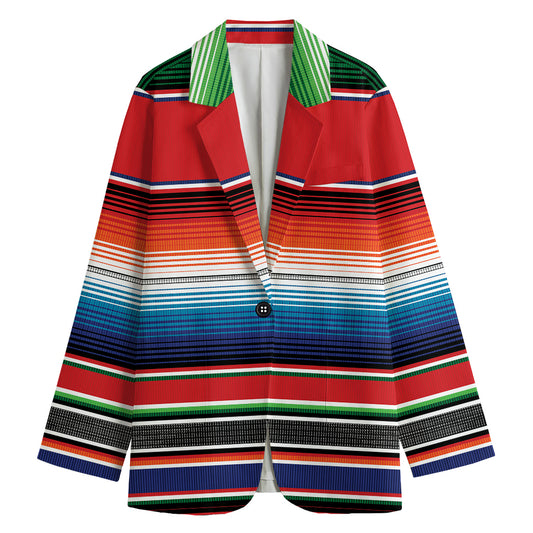 Vintage Mexican Serape Pattern Print Women's Cotton Blazer