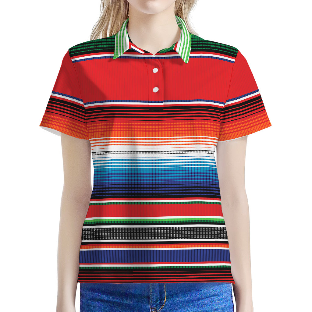 Vintage Mexican Serape Pattern Print Women's Polo Shirt