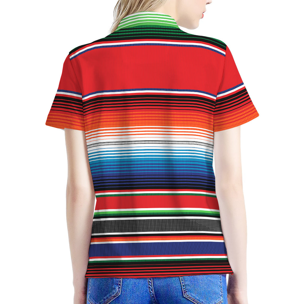 Vintage Mexican Serape Pattern Print Women's Polo Shirt