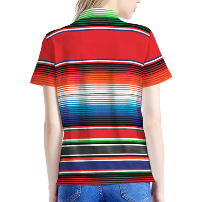 Vintage Mexican Serape Pattern Print Women's Polo Shirt