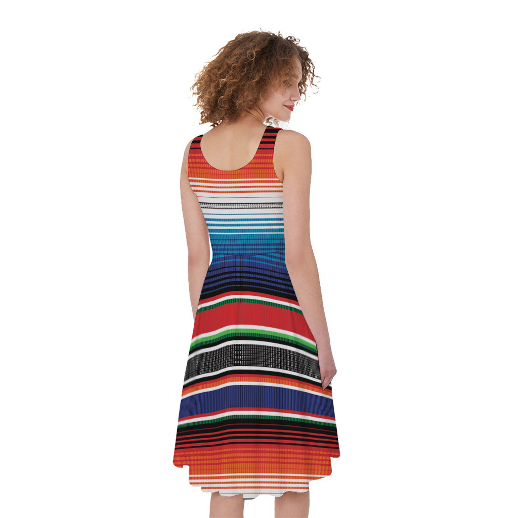 Vintage Mexican Serape Pattern Print Women's Sleeveless Dress