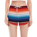 Vintage Mexican Serape Pattern Print Women's Split Running Shorts