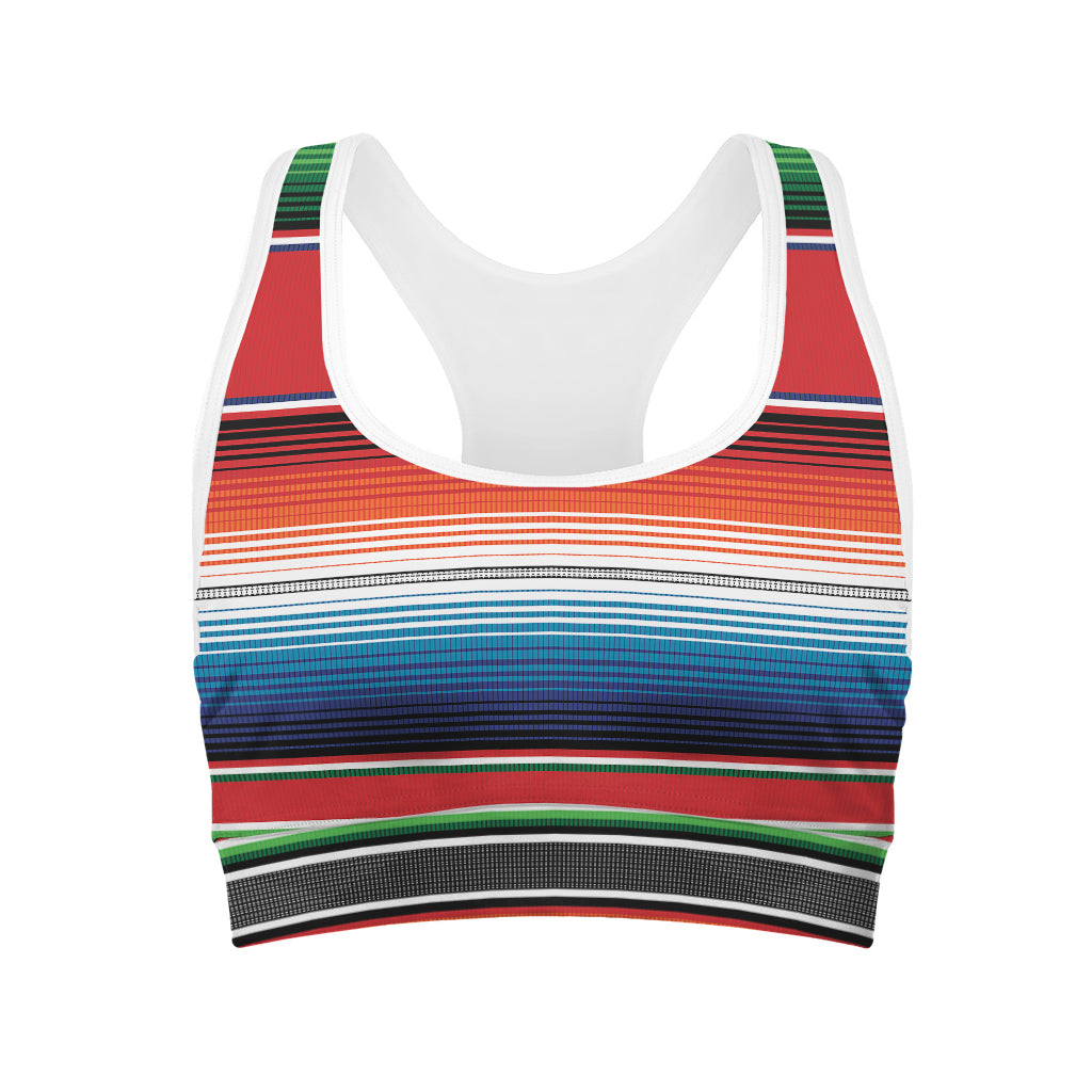 Vintage Mexican Serape Pattern Print Women's Sports Bra