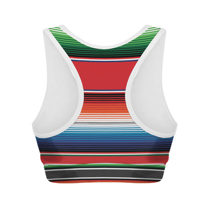 Vintage Mexican Serape Pattern Print Women's Sports Bra