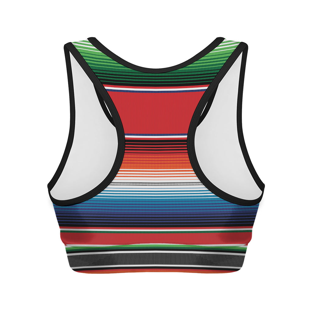 Vintage Mexican Serape Pattern Print Women's Sports Bra