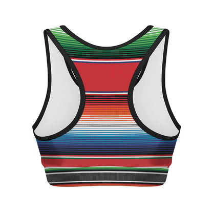 Vintage Mexican Serape Pattern Print Women's Sports Bra