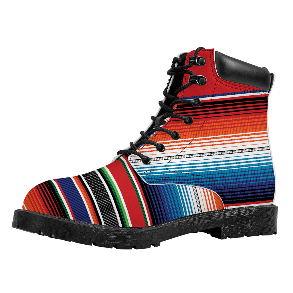 Vintage Mexican Serape Pattern Print Work Boots