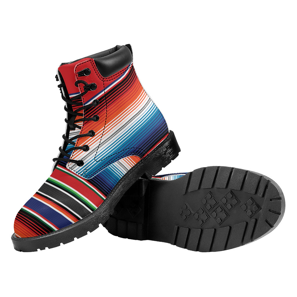 Vintage Mexican Serape Pattern Print Work Boots